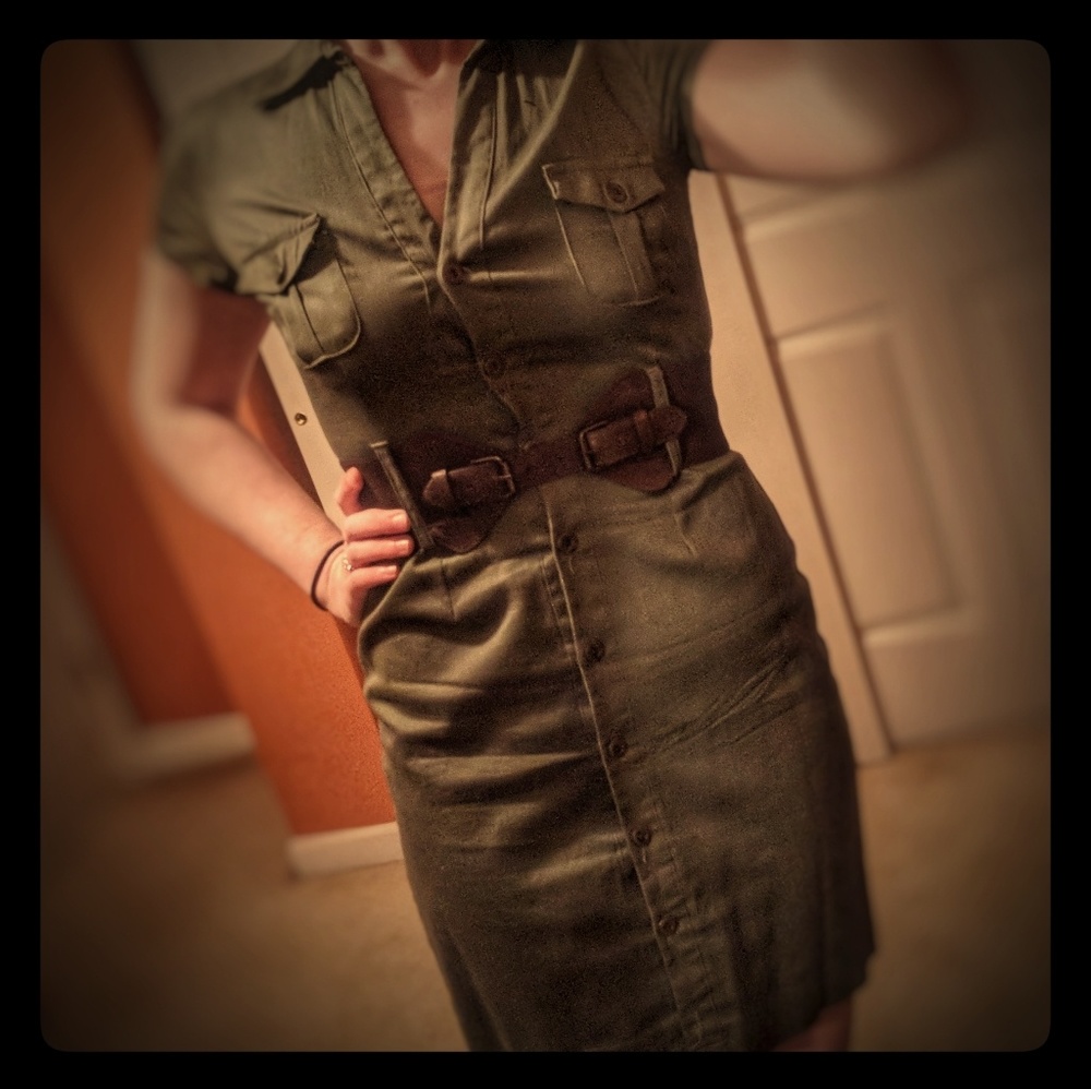 Green shirt dress